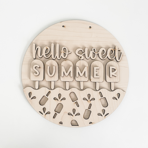 Hello Sweet Summer Popsicle Door Hanger